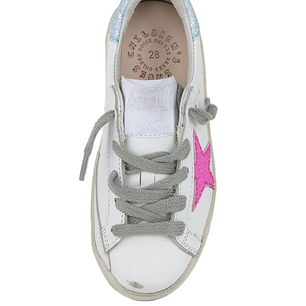 GOLDEN GOOSE PINK GLITTER STAR SUPERSTAR SNEAKERS KIDS -NEW - Picture 3 of 13